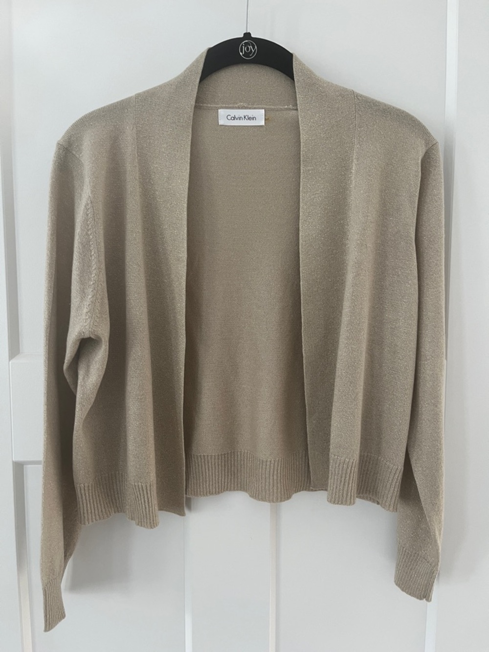 Calvin Klein Light Beige with gold shimmer Open-Front Cardigan